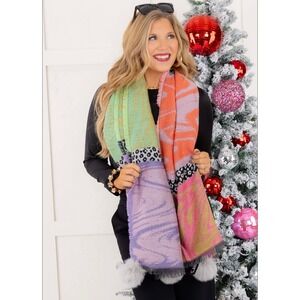 Mitchie's Wild Side Cloud 9 Scarf Multicolor Animal Print Faux Fur NWT